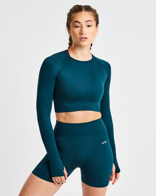 AYBL Balance V2 Seamless Long Sleeve Crop Top Verde | CDMET2581