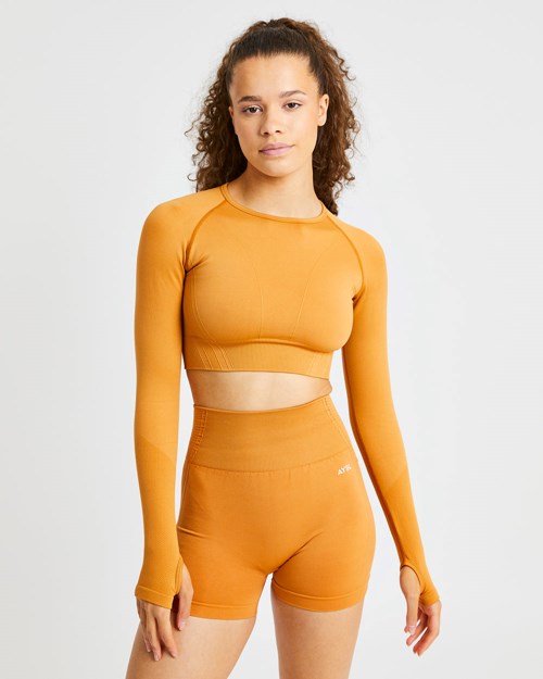 AYBL Balance V2 Seamless Long Sleeve Crop Top Naranjas | NKYEO0613