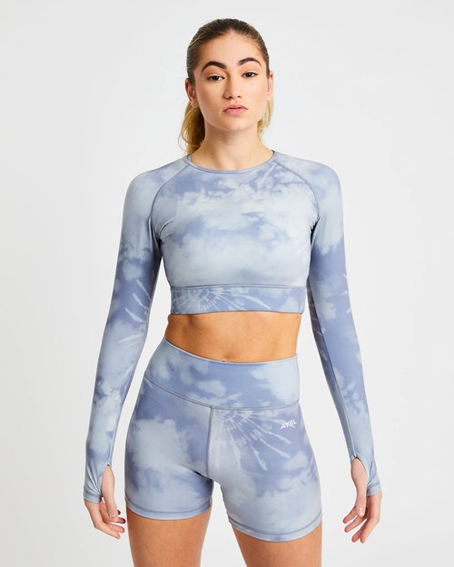 AYBL Core Long Sleeve Crop Top Gris | NQVLM2136