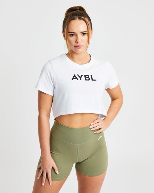 AYBL Crop T Shirt Blancas | QKLGC5102