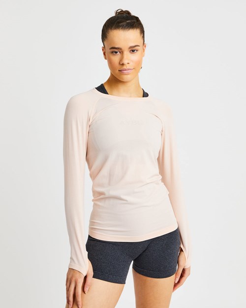 AYBL Embrace Seamless Long Sleeve T Shirt Soft Peach | QMZDA8702