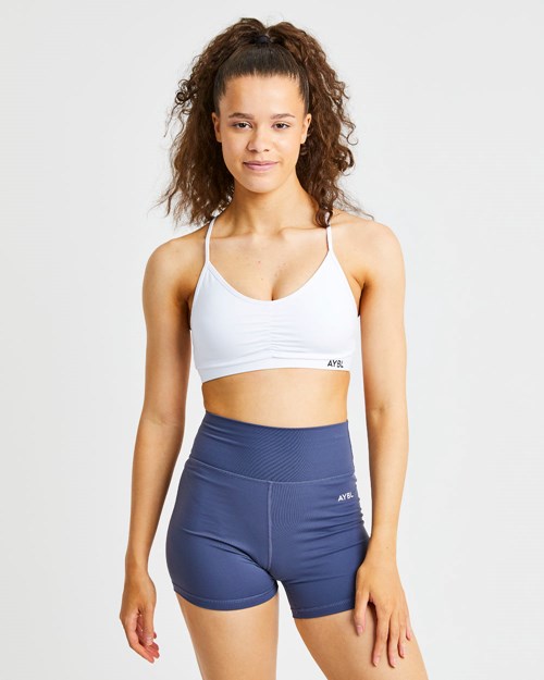 AYBL Essential Ruched Sports Bra Blancas | LDISA1689