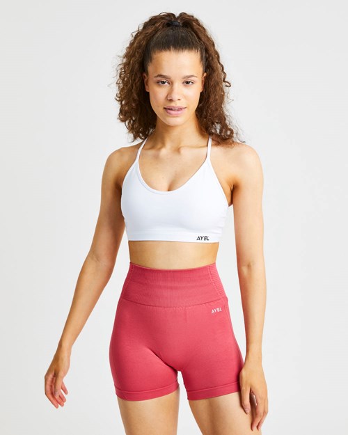 AYBL Essential V Neck Sports Bra Blancas | YEJRA6329