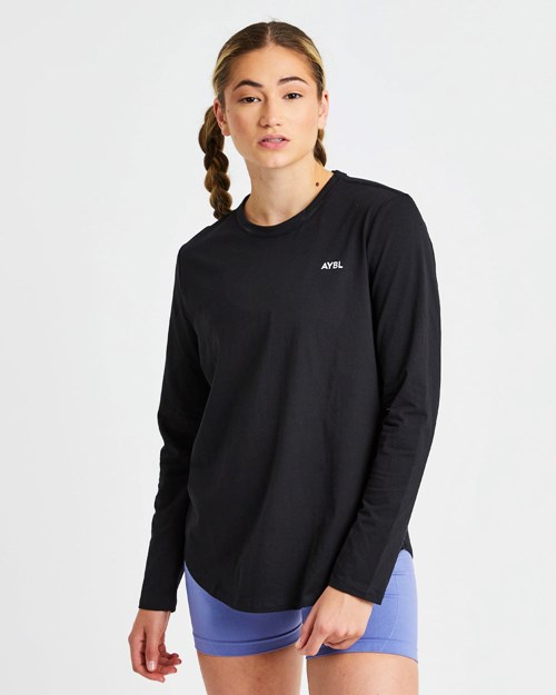 AYBL Everyday Oversized Long Sleeve T Shirt Negras | GMBZU0576