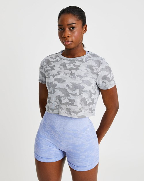 AYBL Evolve Camo Crop T Shirt Gris | NJCDH7805