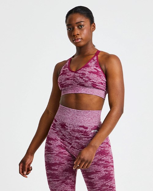 AYBL Evolve Camo Seamless Sports Bra Burdeos | MRNAO6125