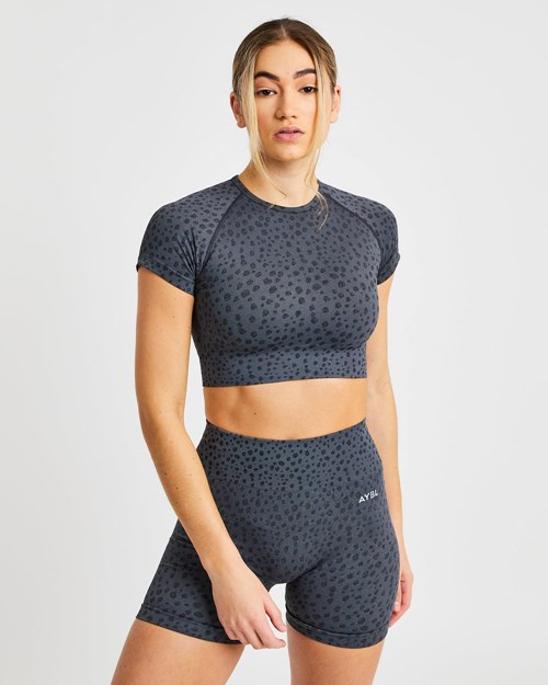 AYBL Evolve Speckle Seamless Crop Top Charcoal | IBAGW4576