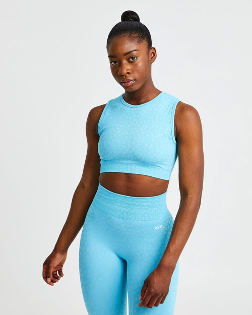 AYBL Evolve Speckle Seamless Crop Vest Azules Claro | XGKHQ1372