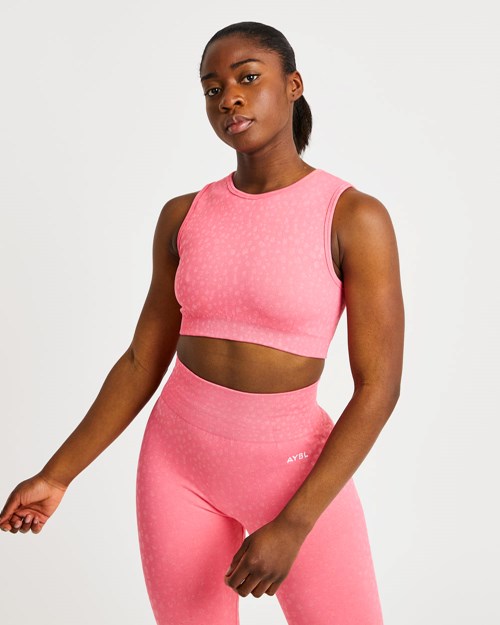 AYBL Evolve Speckle Seamless Crop Vest Coral Rosas | VQHOT4531