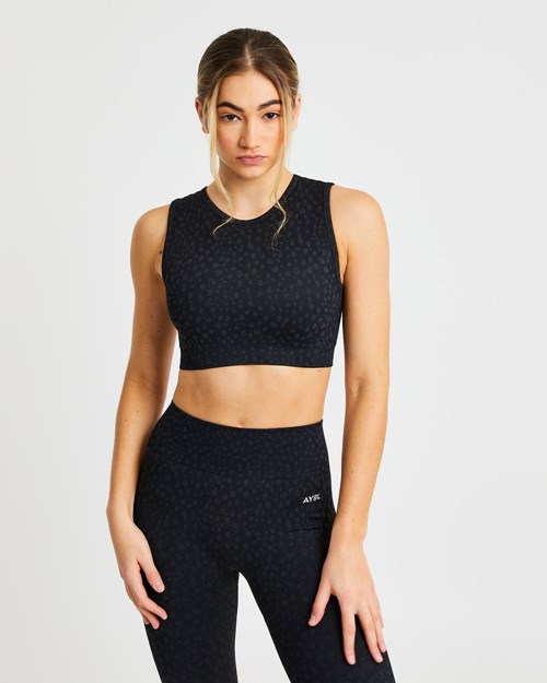 AYBL Evolve Speckle Seamless Crop Vest Negras | JBDCQ2516