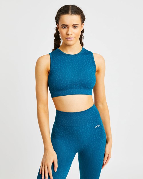 AYBL Evolve Speckle Seamless Crop Vest Teal | CTHMJ4182