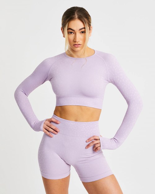 AYBL Evolve Speckle Seamless Long Sleeve Crop Top Lilac | CBZSW5912