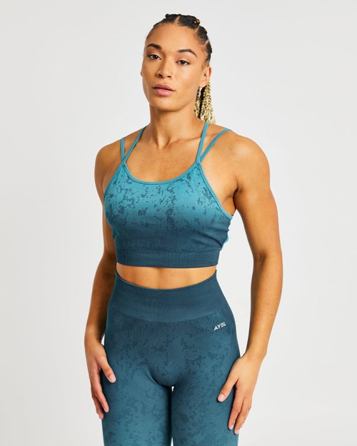 AYBL Flare Seamless Sports Bra Teal | DTMVR0539