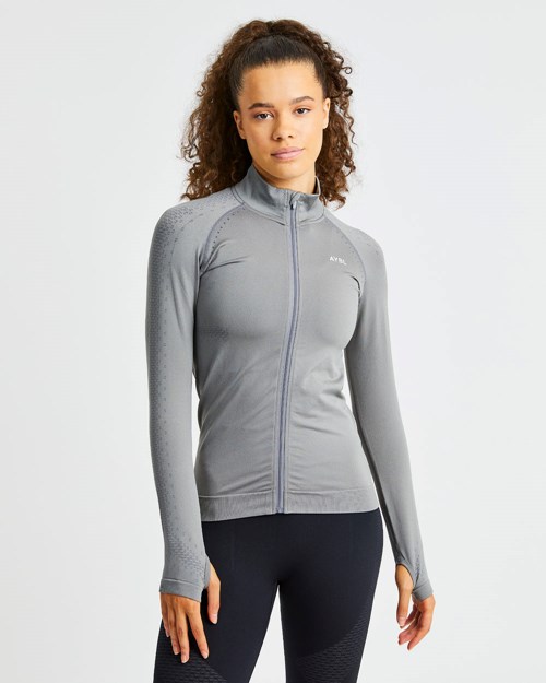 AYBL Ignite Seamless Zip Jacket Gris | VYQBL8754