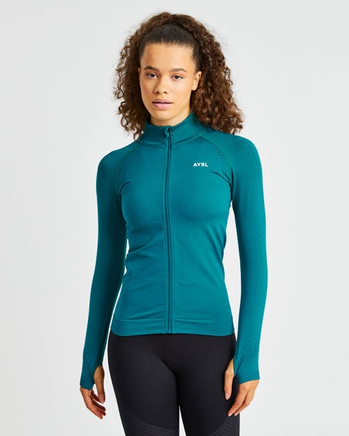 AYBL Ignite Seamless Zip Jacket Hyper Teal | RQDOA3496