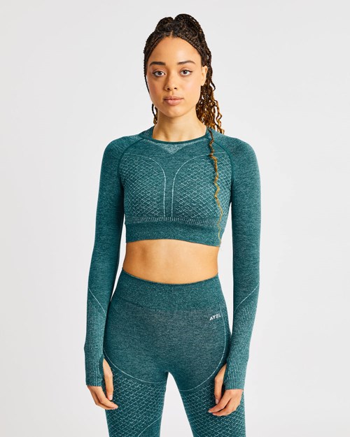 AYBL Impact Seamless Long Sleeve Crop Top Verde | NWKMS7985