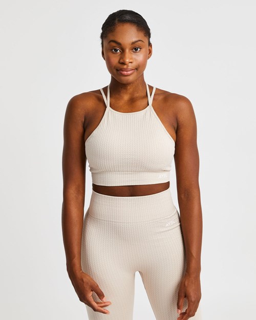 AYBL Luxe Seamless Crop Tank Top Sand | UENRO4508