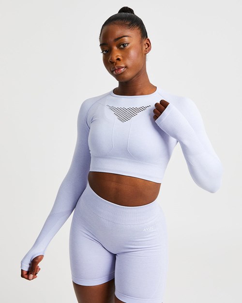 AYBL Motion Seamless Long Sleeve Crop Top Azules | JKAZX3965