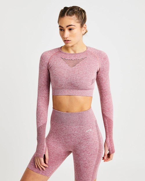 AYBL Motion Seamless Long Sleeve Crop Top Rojas | ZGAFU3624