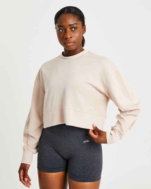 AYBL Oversized Crop Jumper Creme | PJHES5108