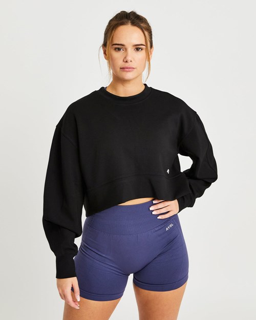 AYBL Oversized Crop Jumper Negras | HMYKW6295