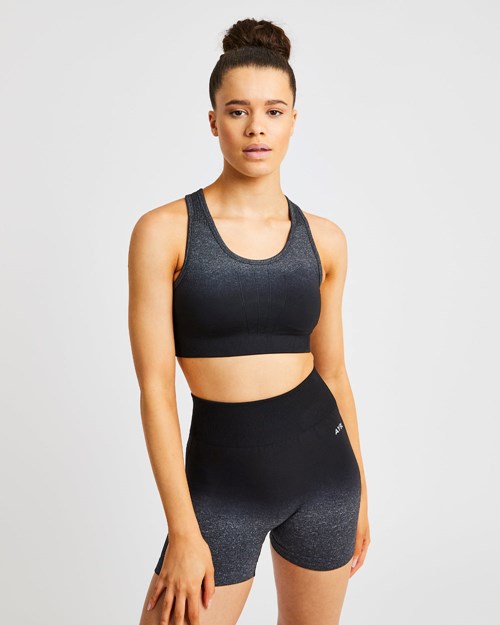 AYBL Pulse Ombré Seamless Sports Bra Black/Grey | IUTJC4268