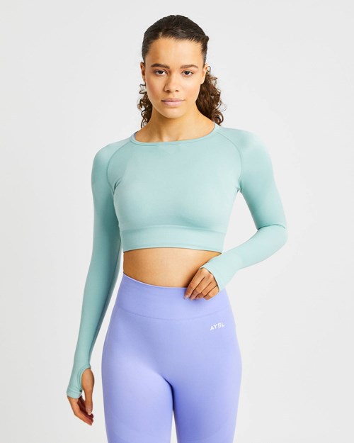 AYBL Reform Seamless Long Sleeve Crop Top Verde | KFQLO5982