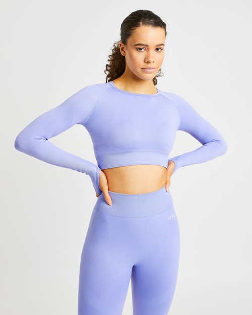 AYBL Reform Seamless Long Sleeve Crop Top Moradas | PALUZ1520