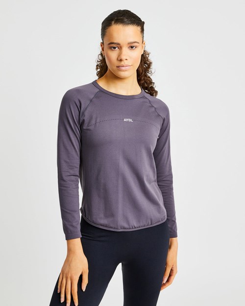 AYBL Reform Seamless Long Sleeve T Shirt Charcoal | KQLOM2789