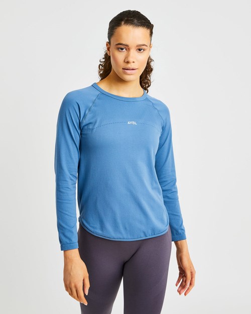 AYBL Reform Seamless Long Sleeve T Shirt Azules | XKCJV1470