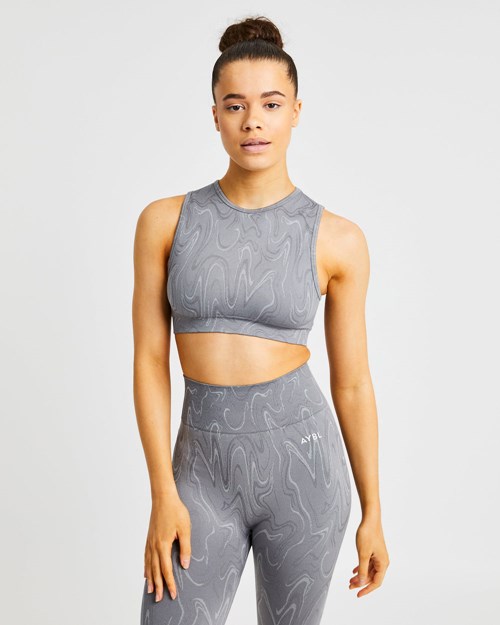 AYBL Velocity Seamless Crop Vest Gris | OEFUT4512