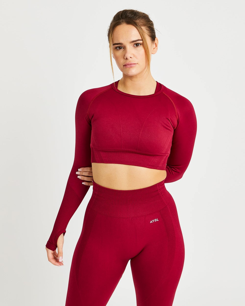 AYBL Balance V2 Seamless Long Sleeve Crop Top Rojas | AVIGT9284