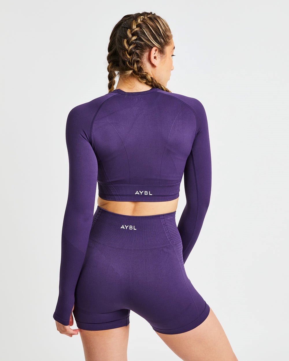 AYBL Balance V2 Seamless Long Sleeve Crop Top Moradas | BQHAZ0237