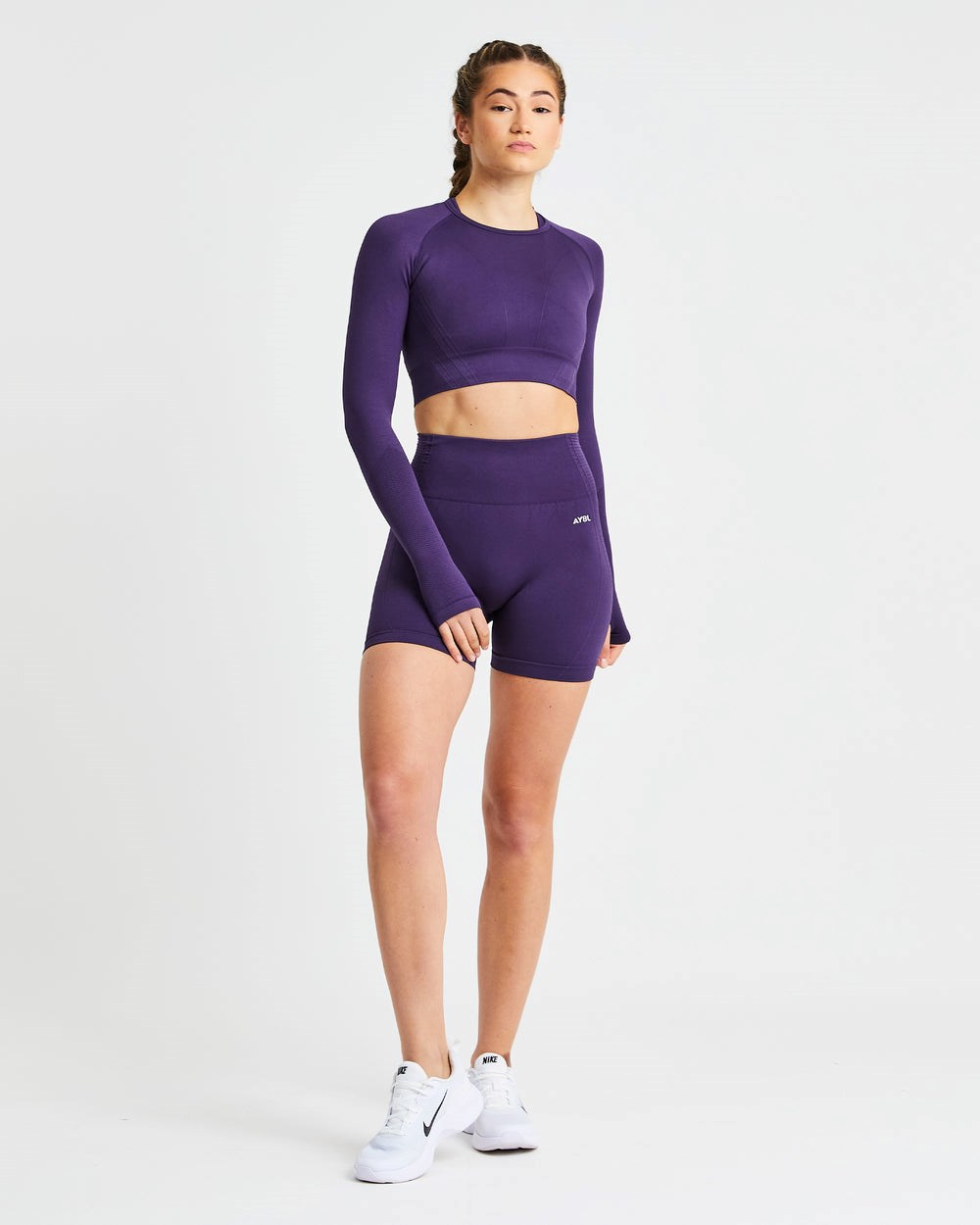 AYBL Balance V2 Seamless Long Sleeve Crop Top Moradas | BQHAZ0237