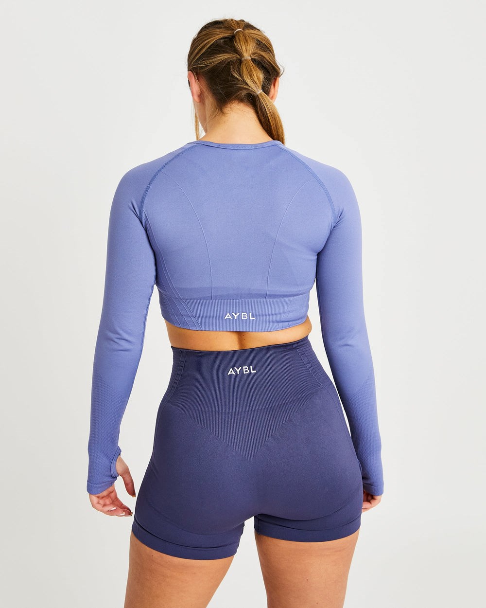 AYBL Balance V2 Seamless Long Sleeve Crop Top Azules | BUREM2613