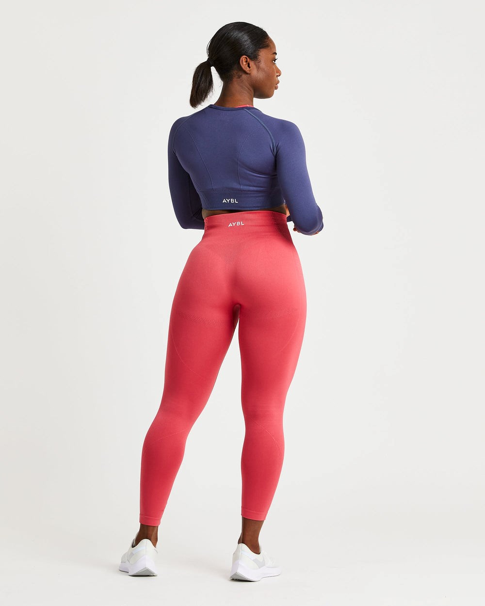 AYBL Balance V2 Seamless Long Sleeve Crop Top Azul Marino Azules | BUXGY4153