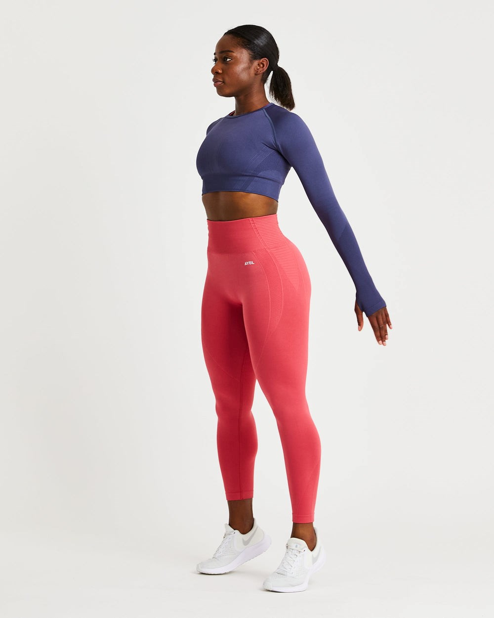 AYBL Balance V2 Seamless Long Sleeve Crop Top Azul Marino Azules | BUXGY4153