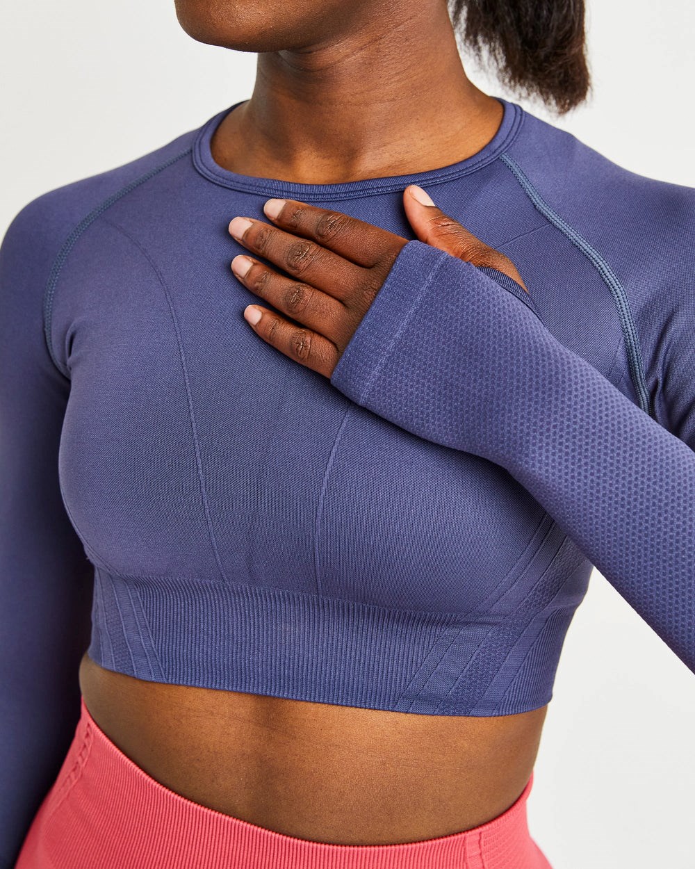 AYBL Balance V2 Seamless Long Sleeve Crop Top Azul Marino Azules | BUXGY4153