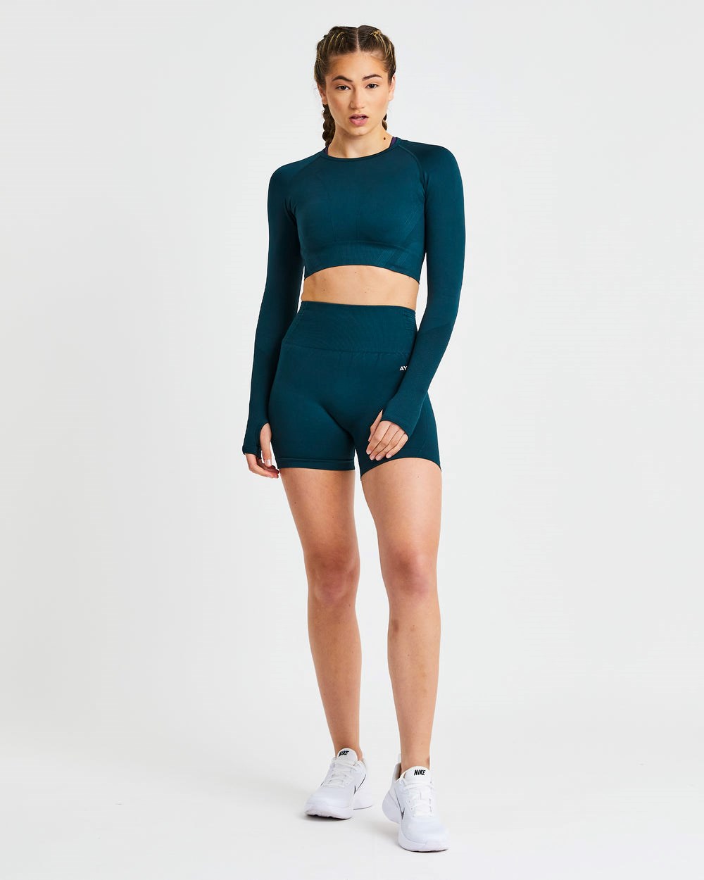 AYBL Balance V2 Seamless Long Sleeve Crop Top Verde | CDMET2581