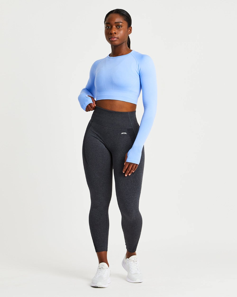 AYBL Balance V2 Seamless Long Sleeve Crop Top Azules | CIKHX3904