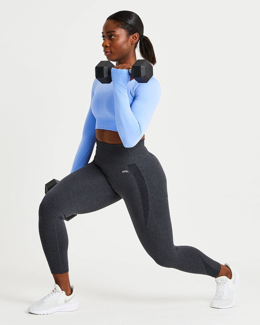 AYBL Balance V2 Seamless Long Sleeve Crop Top Azules | CIKHX3904