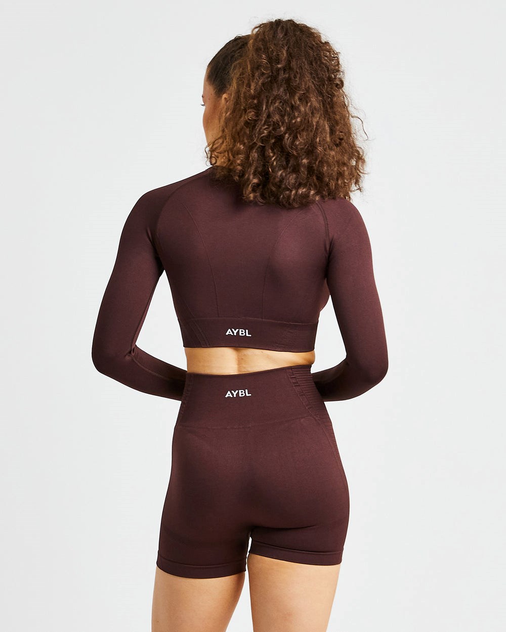 AYBL Balance V2 Seamless Long Sleeve Crop Top Chocolate Marrones | DULWA4753