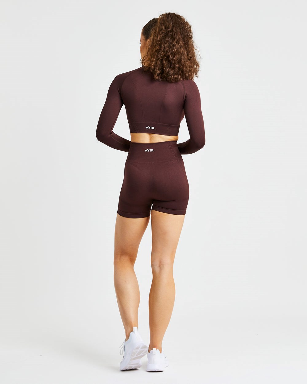 AYBL Balance V2 Seamless Long Sleeve Crop Top Chocolate Marrones | DULWA4753