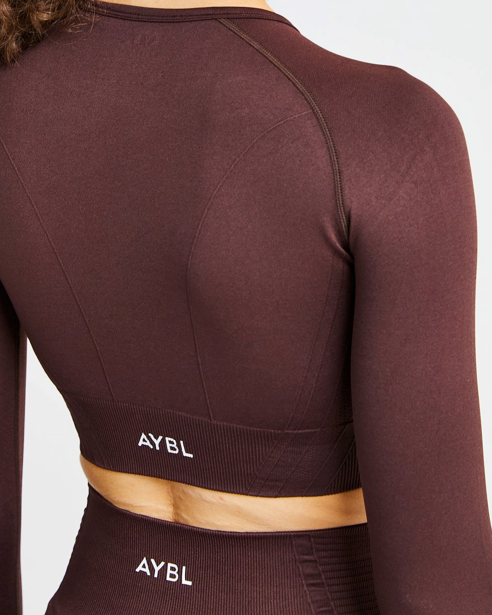 AYBL Balance V2 Seamless Long Sleeve Crop Top Chocolate Marrones | DULWA4753