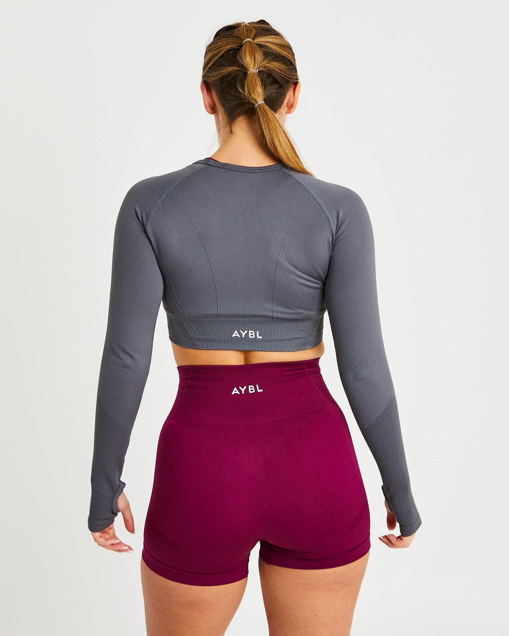 AYBL Balance V2 Seamless Long Sleeve Crop Top Gris | EIHOG4365