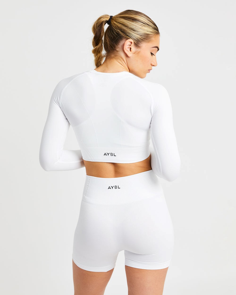 AYBL Balance V2 Seamless Long Sleeve Crop Top Blancas | EKXPI3061