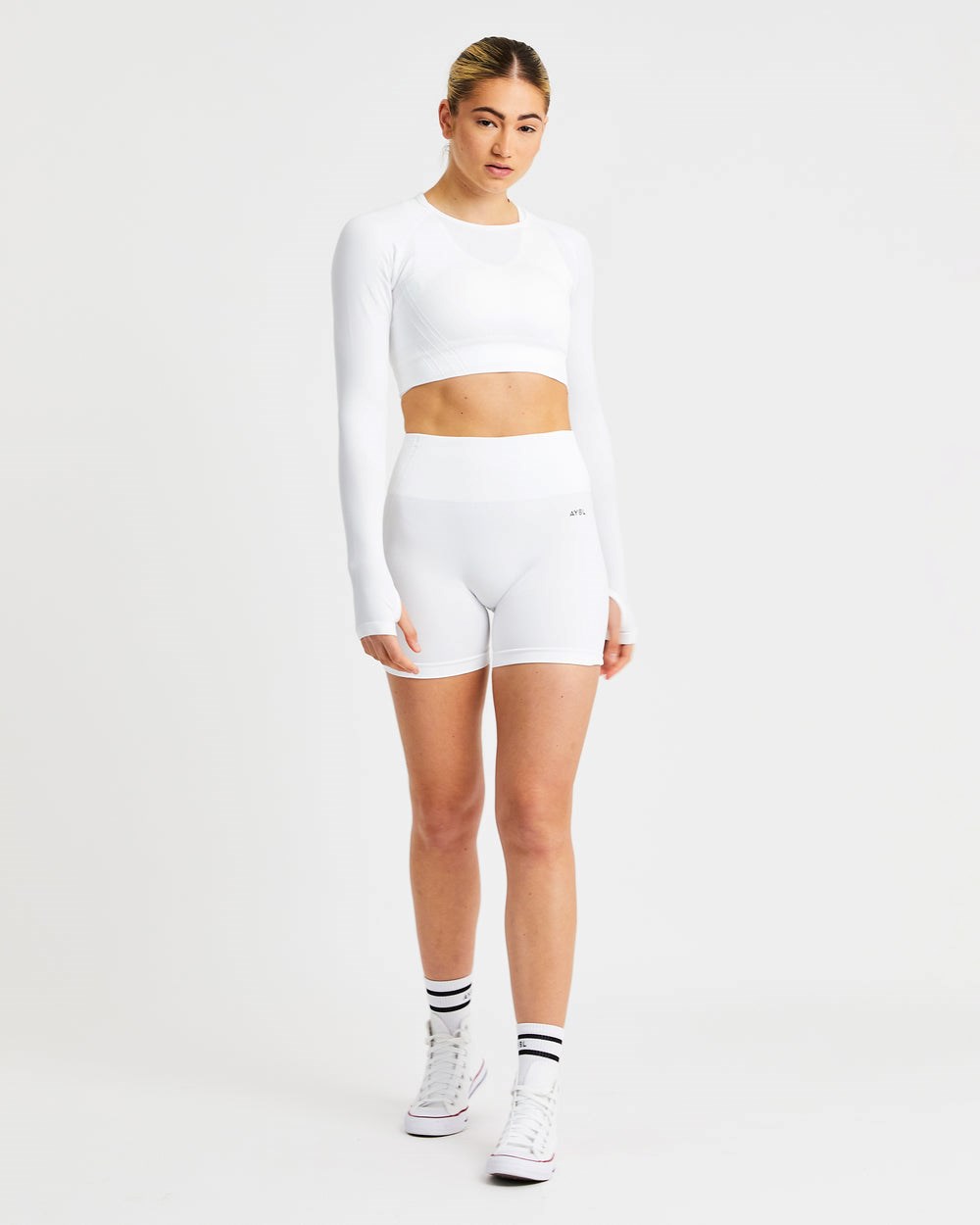 AYBL Balance V2 Seamless Long Sleeve Crop Top Blancas | EKXPI3061