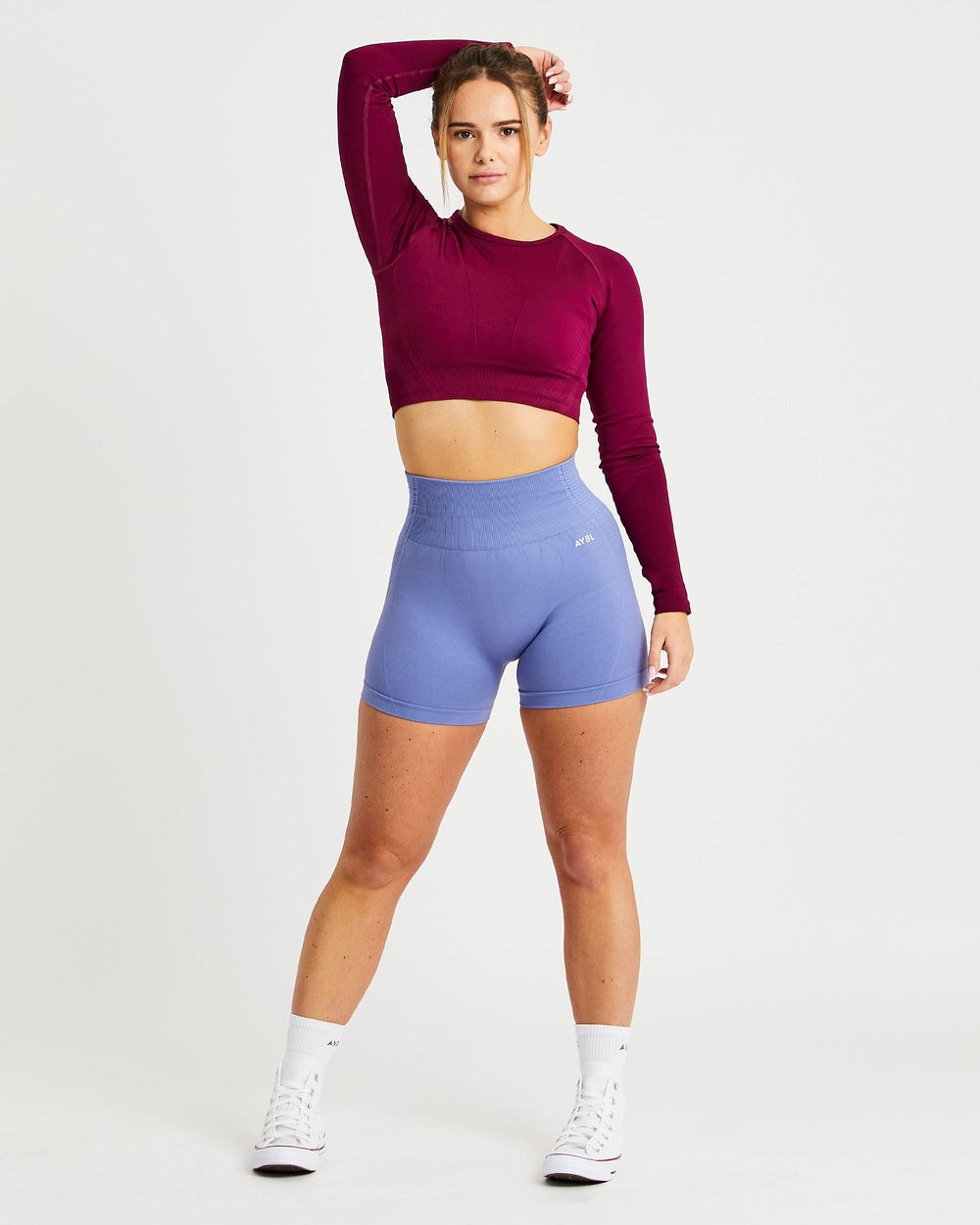 AYBL Balance V2 Seamless Long Sleeve Crop Top Moradas | ETXKN5047