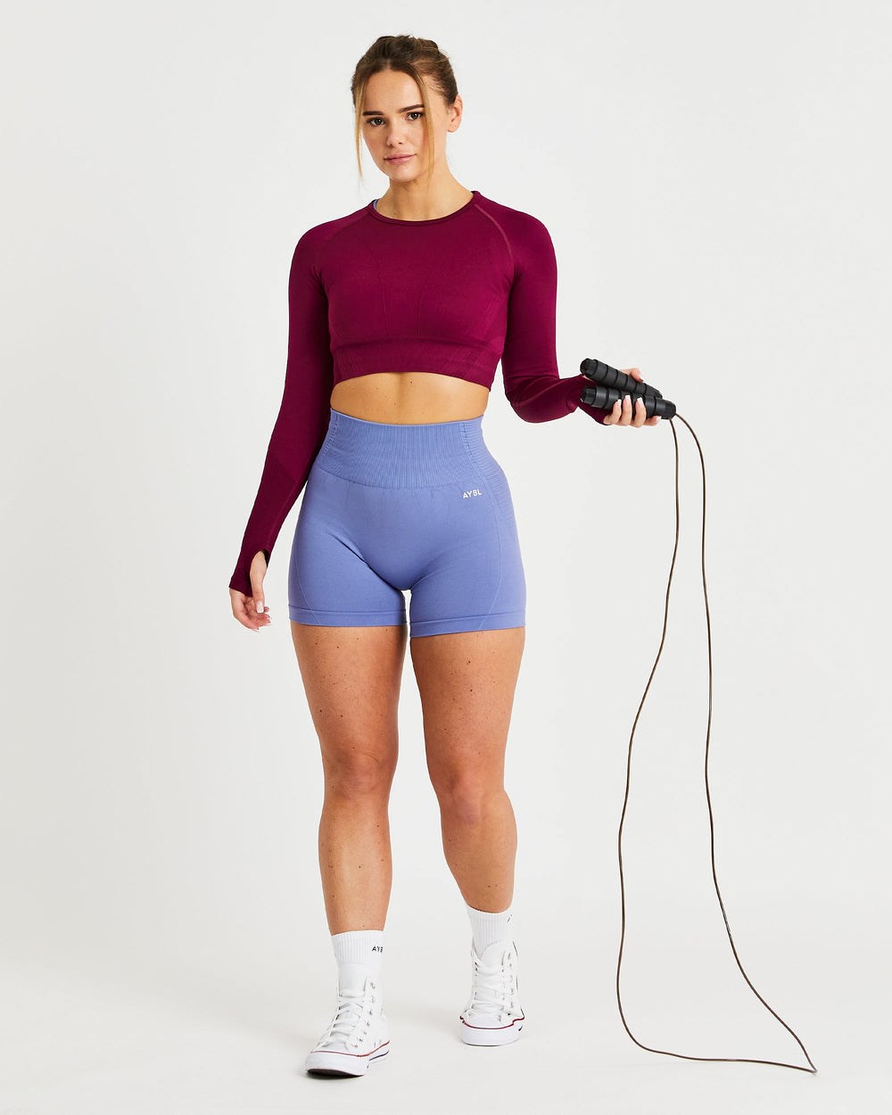 AYBL Balance V2 Seamless Long Sleeve Crop Top Moradas | ETXKN5047