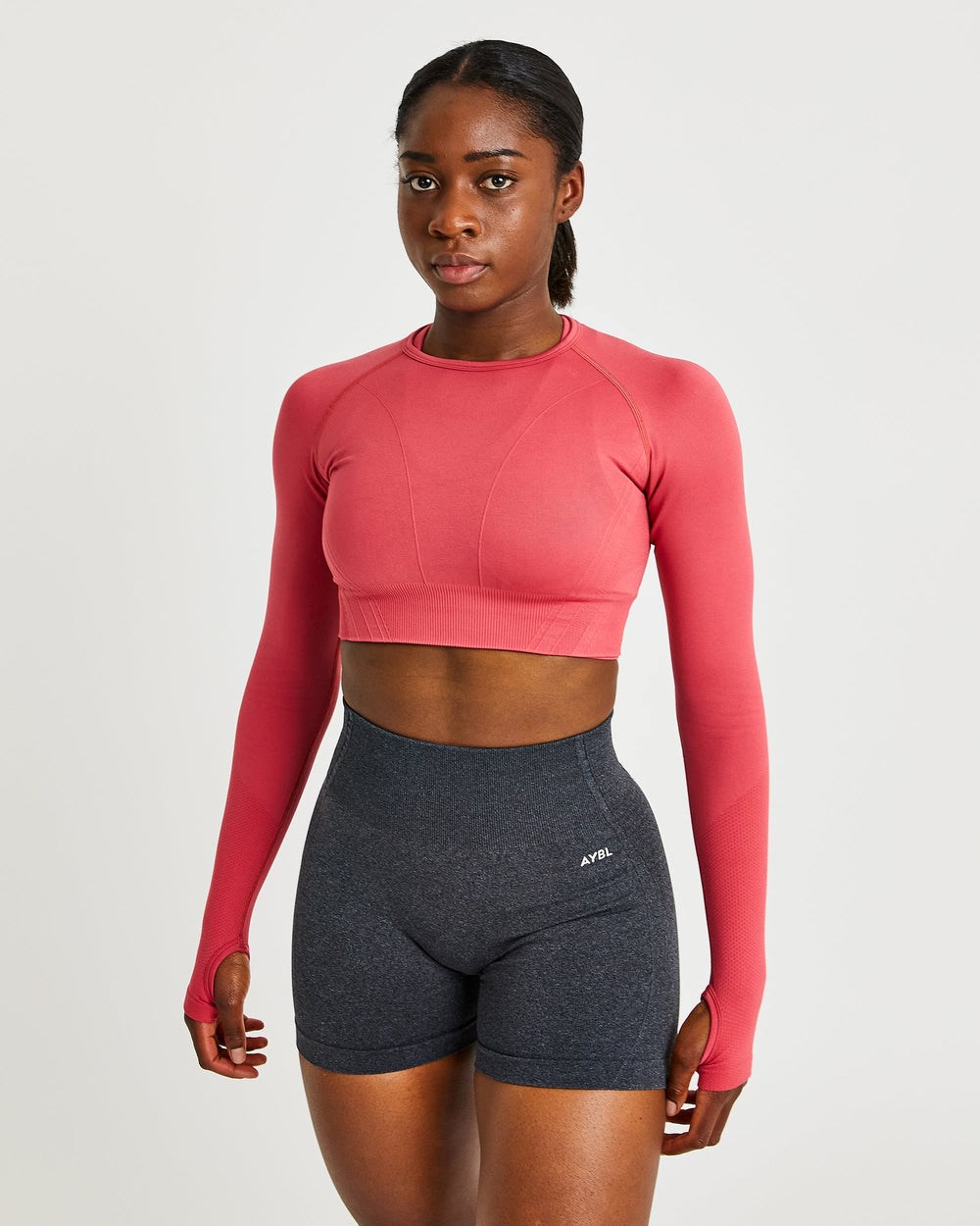 AYBL Balance V2 Seamless Long Sleeve Crop Top Rosas | HICPE9438